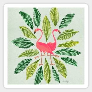 flamingos green Sticker